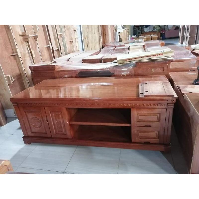 Kệ tivi dài 2m bằng gỗ xoan đào