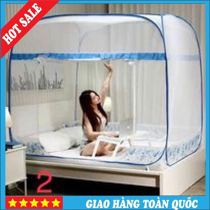 Màn Chụp Tự Bung Đỉnh Vuông Hoài Phát - Mùng Chụp Người Lớn Gấp Gọn Tiện Dụng 1m2 1m4 1m6 1m8 2m2 Vuông