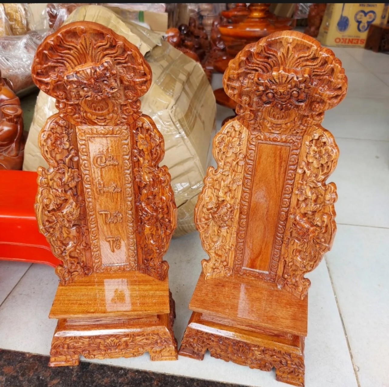 Bài vị thờ cửu huyền thất tổ gia tiên gỗ hương cao 41cm