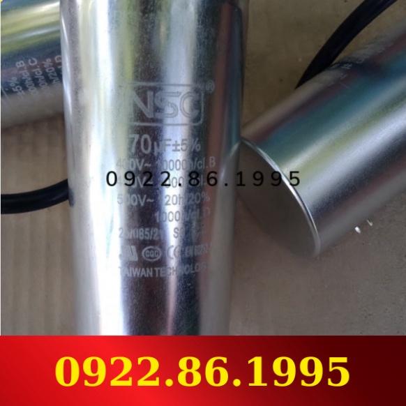 Tụ điện động cơ xoay chiều 70 uF vỏ nhôm NSC (loại tốt) hàng mới về