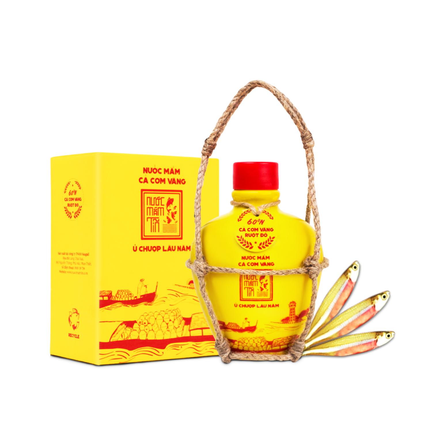 Nước mắm Tĩn cá cơm vàng ruột đỏ độ đạm 60N 250ml rin nguyên chất không chất bảo quản