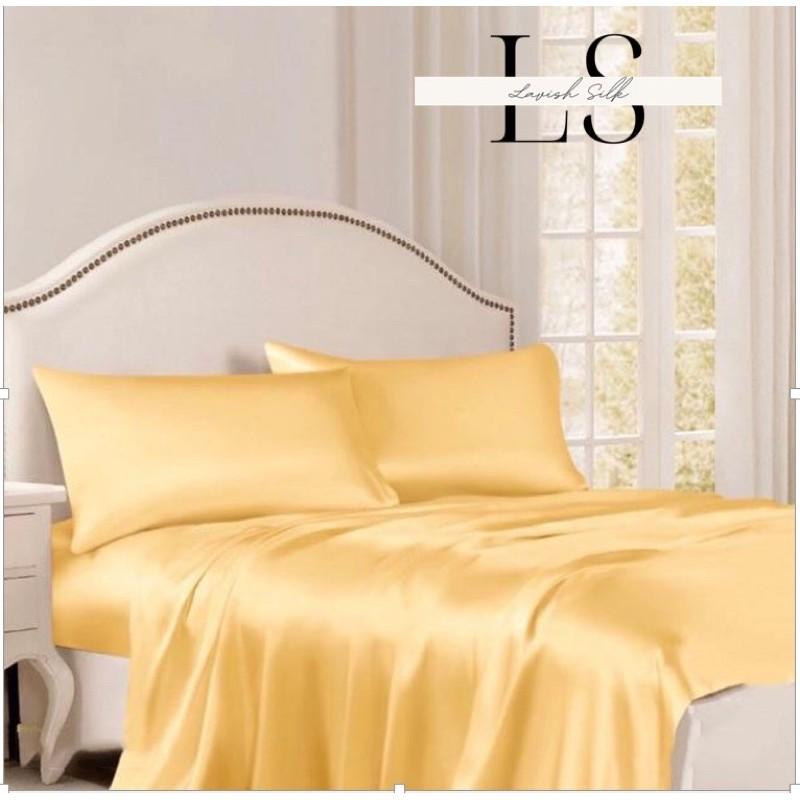 Ga Giường Drap Lẻ Phi Lụa Lavish Silk cao cấp mát lạnh hàng loại 1 không nối vải - Vàng Chanh