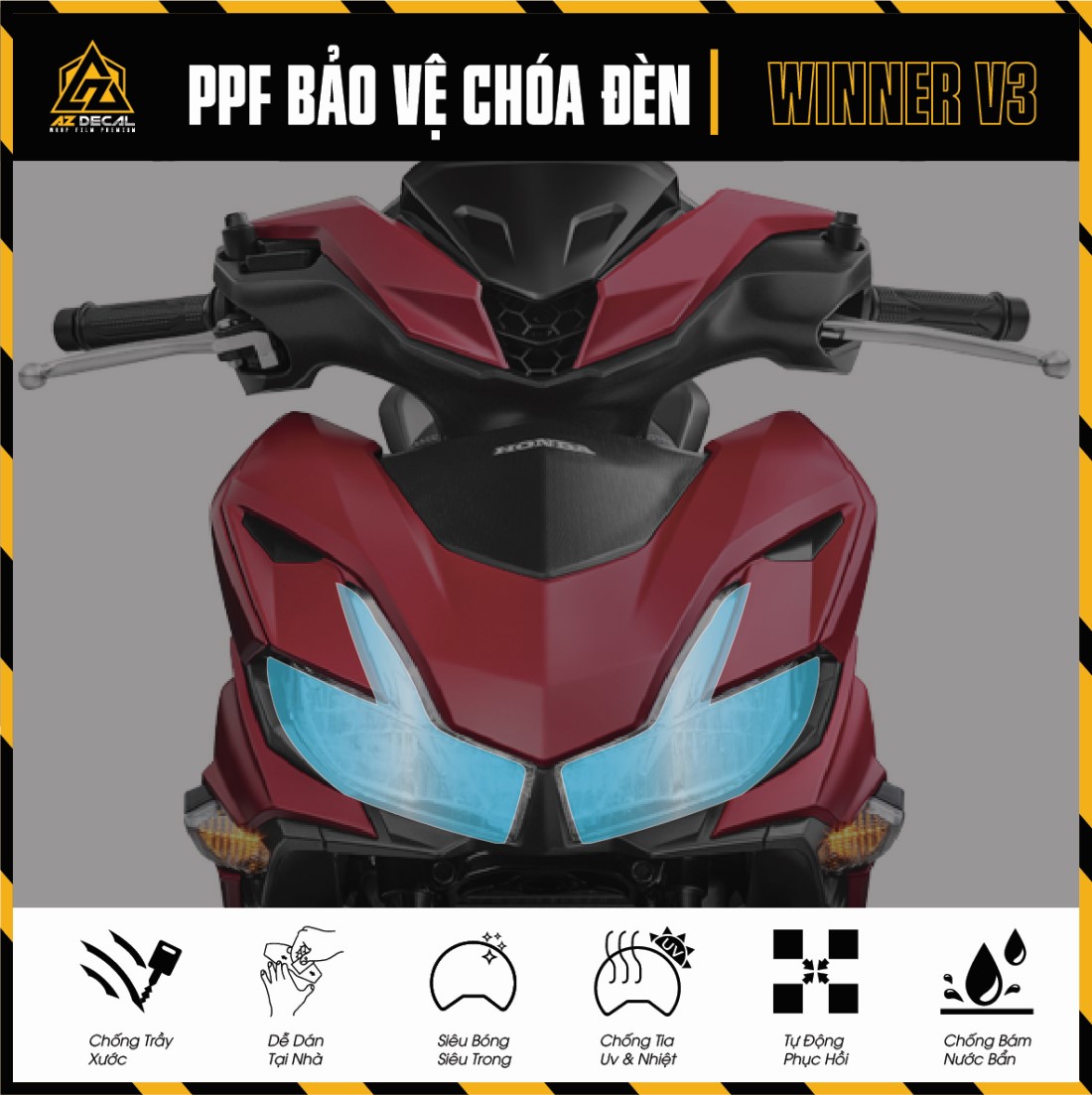 Film PPF Dán Chóa Đèn Xe Winner V3 | Decal Trong Suốt Dán Đèn Pha, Đèn Demi Xe Winner X 2022 Chống Nước, Chống Xước