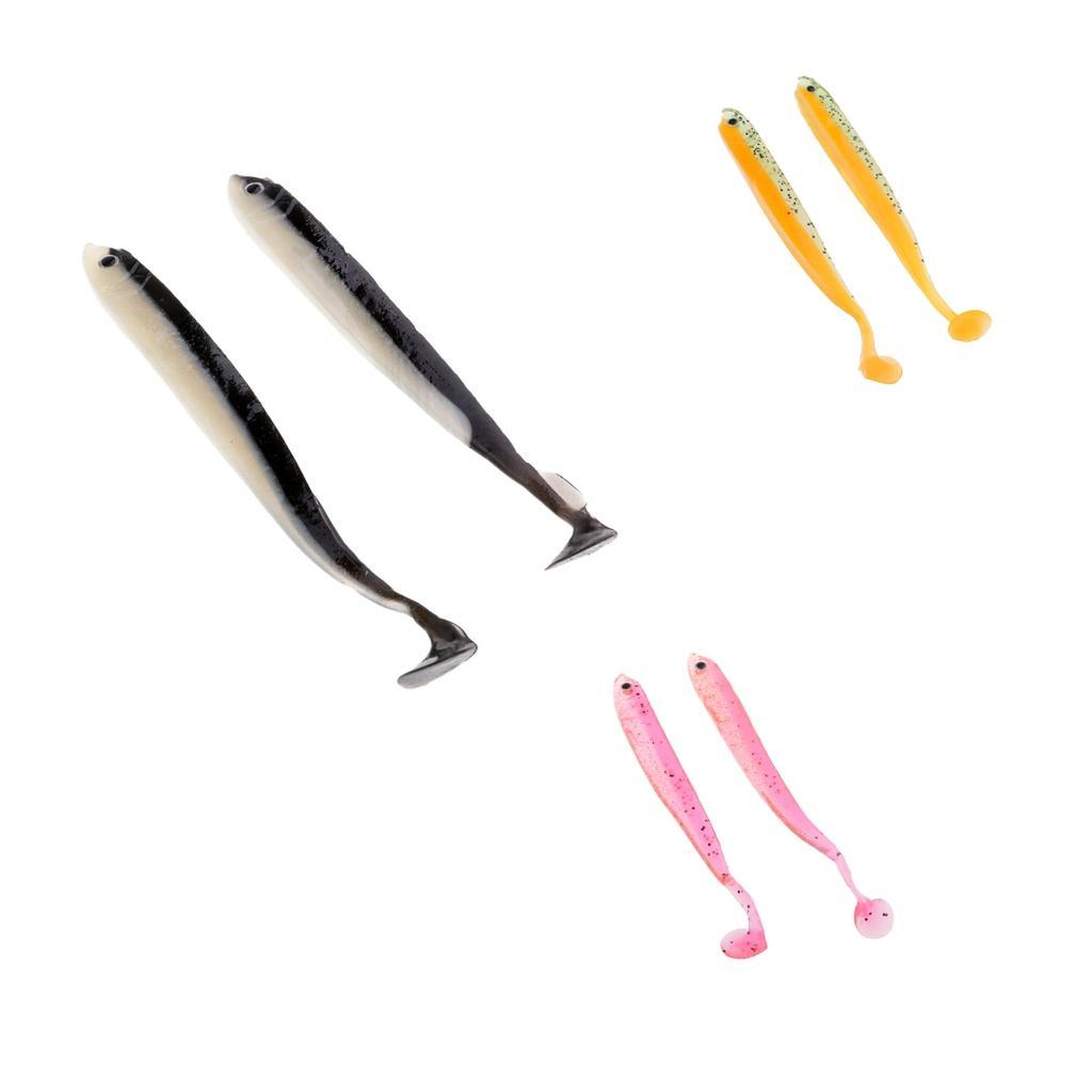 2Pcs Worm Fishing Lures Soft Wobblers Crank Baits Artificial Fish Shape T-tail Baits 9g
