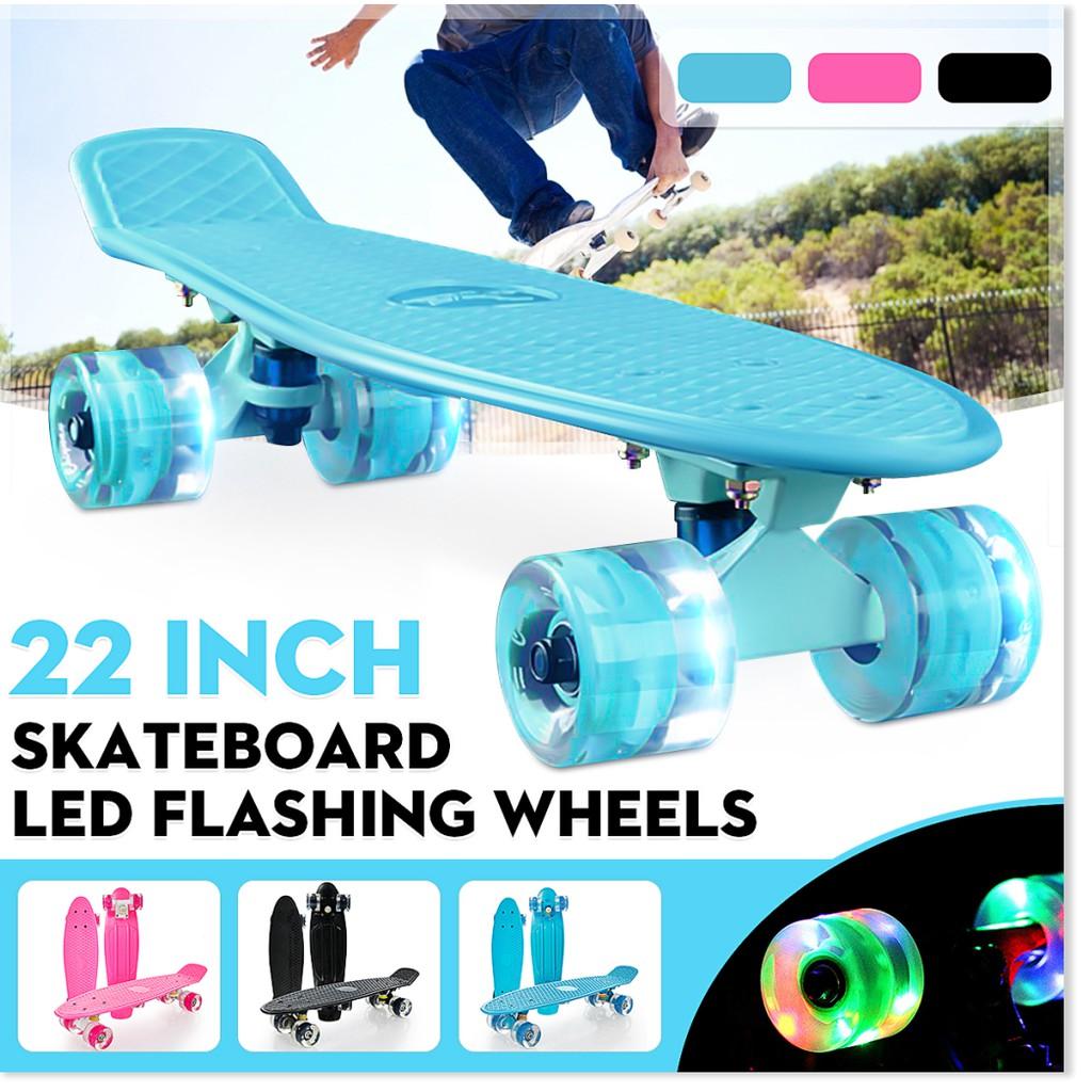 22Inch Skateboard, Ván Trượt LED Nhấp Nháy Cho Trẻ Em Người Mới Bắt Đầu 4 PU Bánh Xe, Pennyboard Khung Nhôm