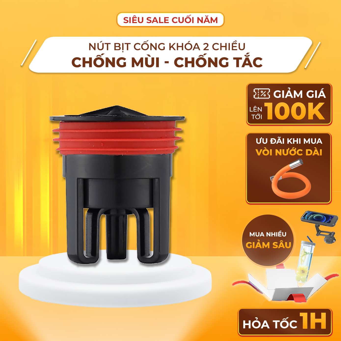 Bịt Cống Chặn Mùi Hôi Ngăn Ngừa Côn Trùng Chống Tắc Cống - Nắp Cống Chống Trào Ngược Khử Mùi Đường Thoát Nước