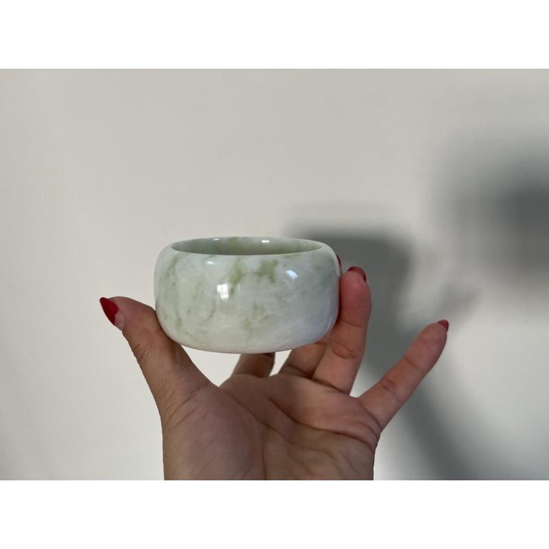Vòng tay bạch ngọc bản cối vân xanh cao 3 cm