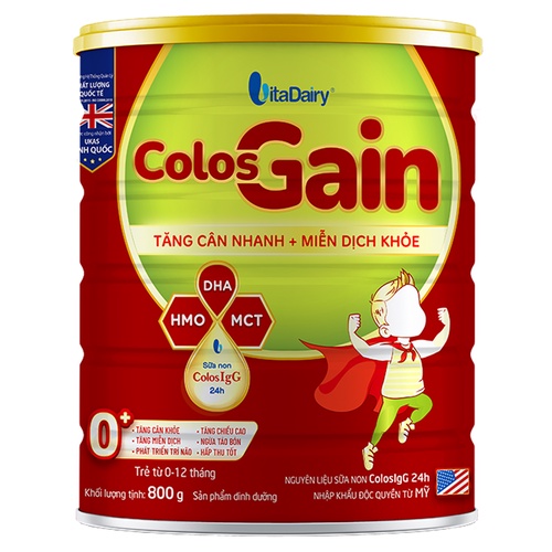 Sữa Colos Gain 0+ 800g - Tăng cân nhanh, Miễn dịch khoẻ