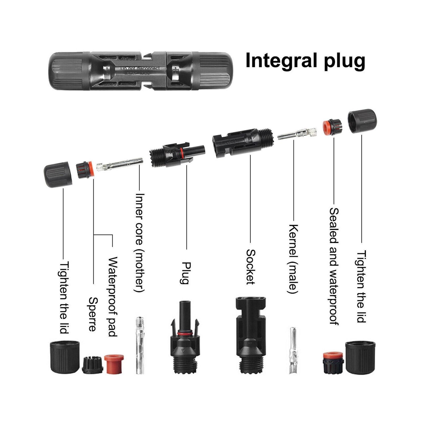 Solar Panel Connectors , Solar Panel Cable Connectors, 10 Pairs Male/Female Line Solar Connectors for Photovoltaic Systems, Garden