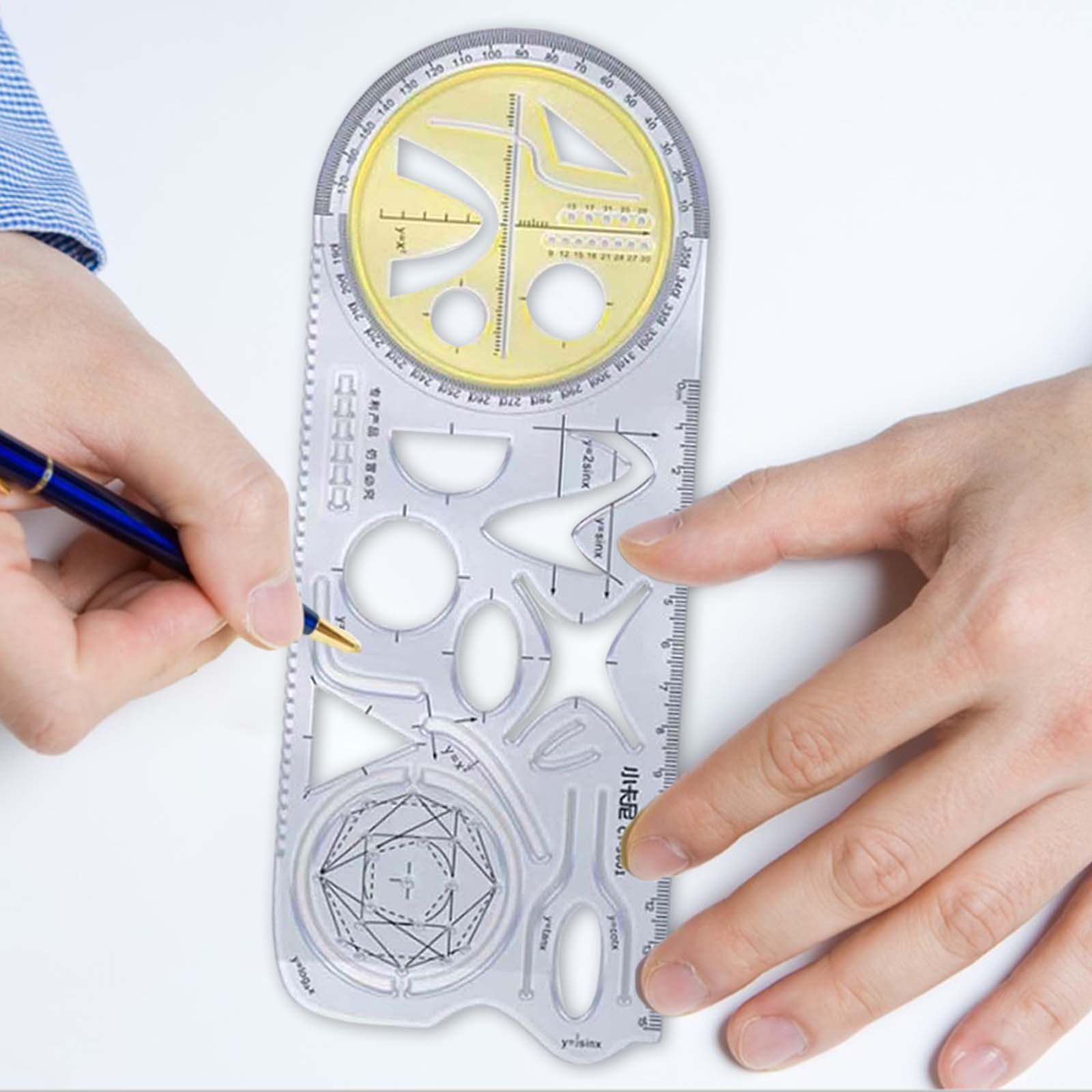 Geometric Ruler Drawing Ruler Measuring Stencil for Artists Sewing Office