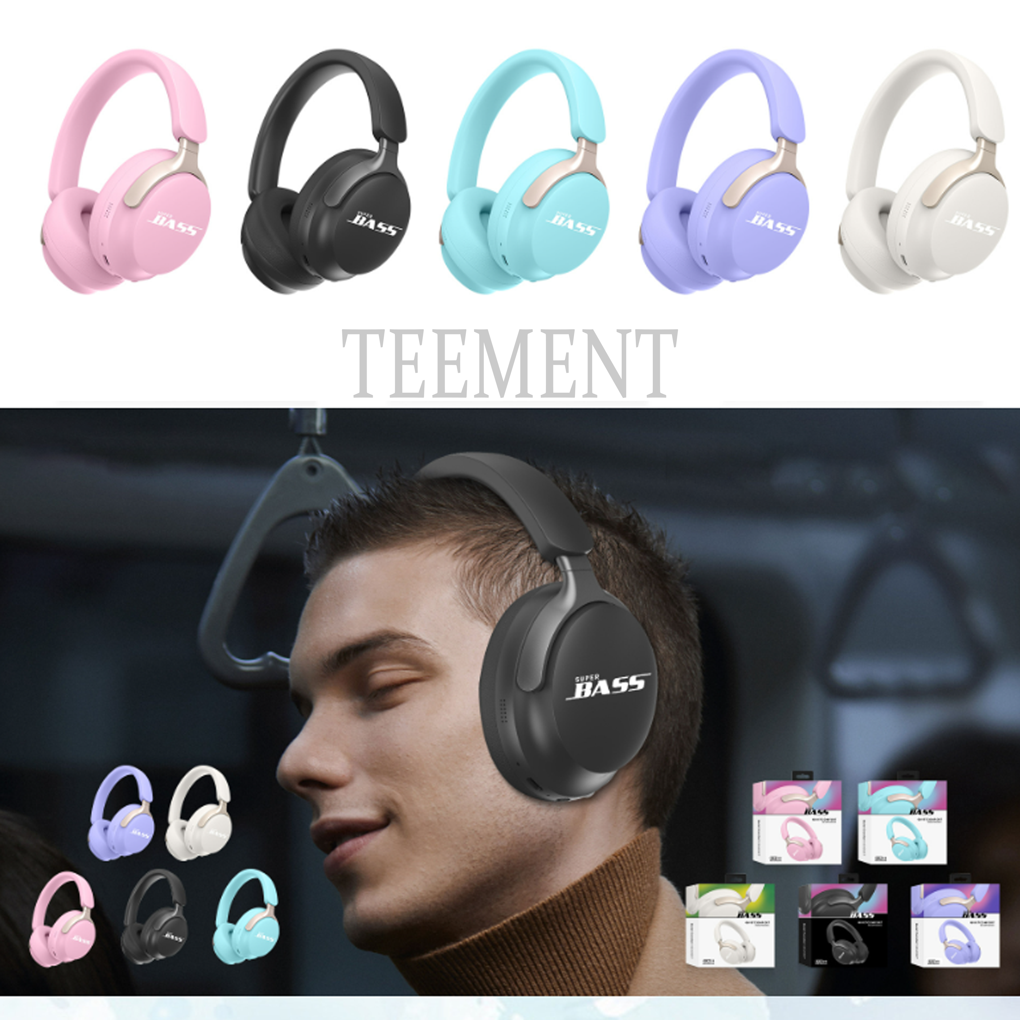 Tai Nghe Bluetooth Teement Không Dây Chống Ồn Thông Minh Bluetooth 5.3 Cao Cấp - Hàng Chính Hãng