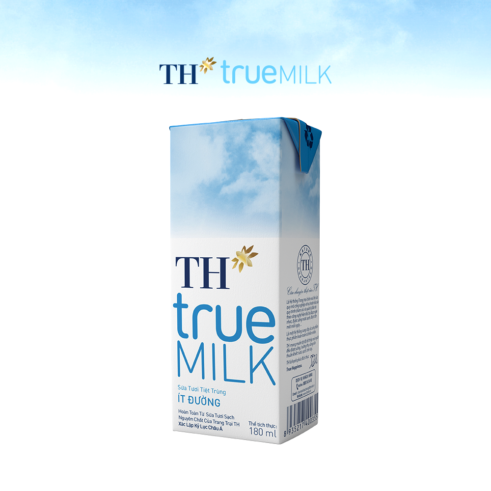 Thùng 48 hộp sữa tươi tiệt trùng ít đường TH True Milk 180ml