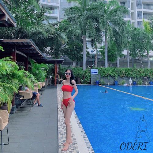 Bikini, Đồ Bơi Đi Biển Hai Mảnh Cúp Ngực Quần Cạp Cao ODERI HM-091