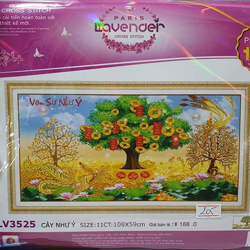 Tranh thêu cây như ý long phụng LV3525 - kích thước: 108 * 59cm.