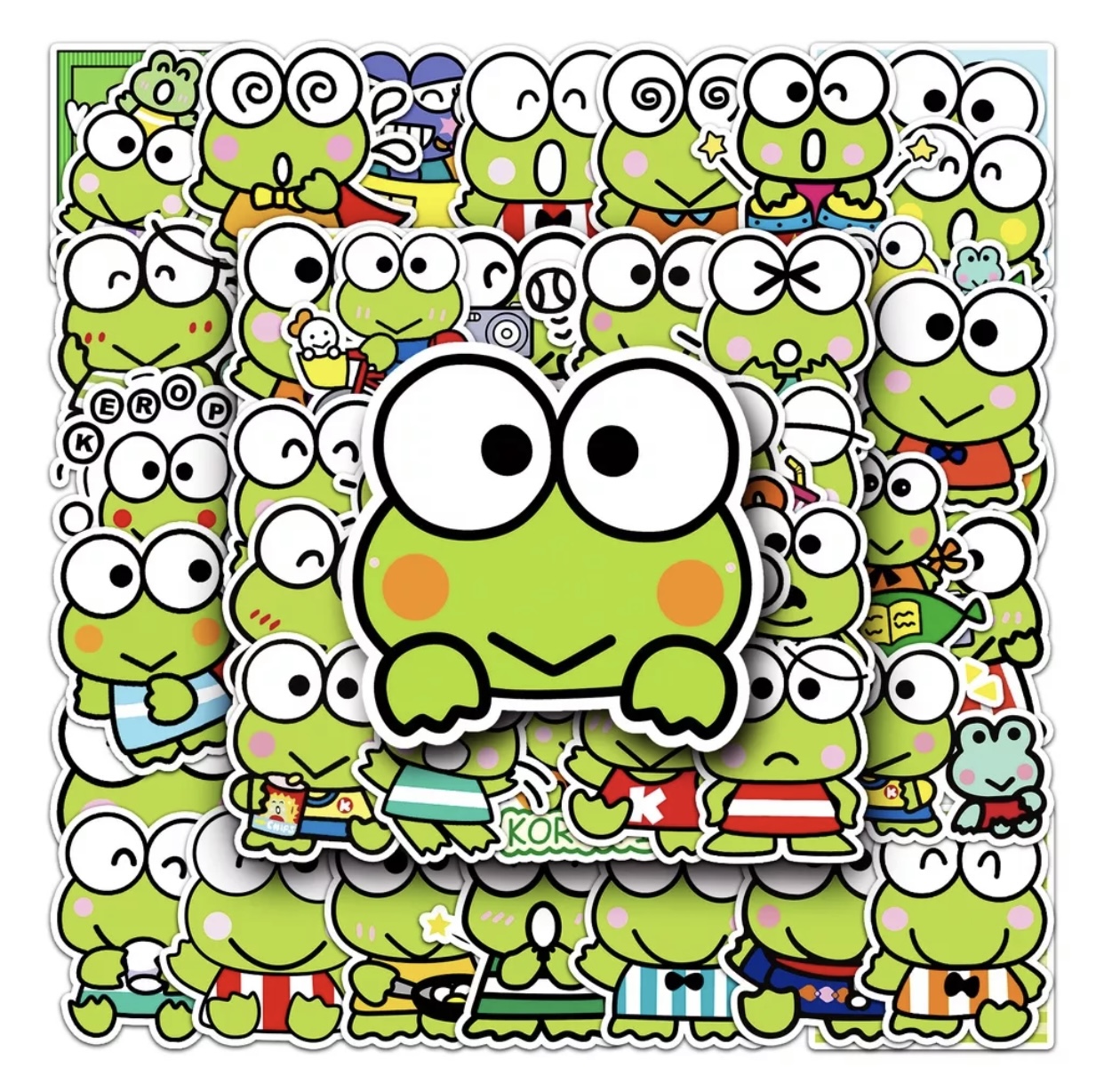 Bộ 50 Miếng Dán Hình Sanrio Keroppi Vui Nhộn Chống Thấm Nước Trang Trí Bình Nước/Laptop/Sổ tay…