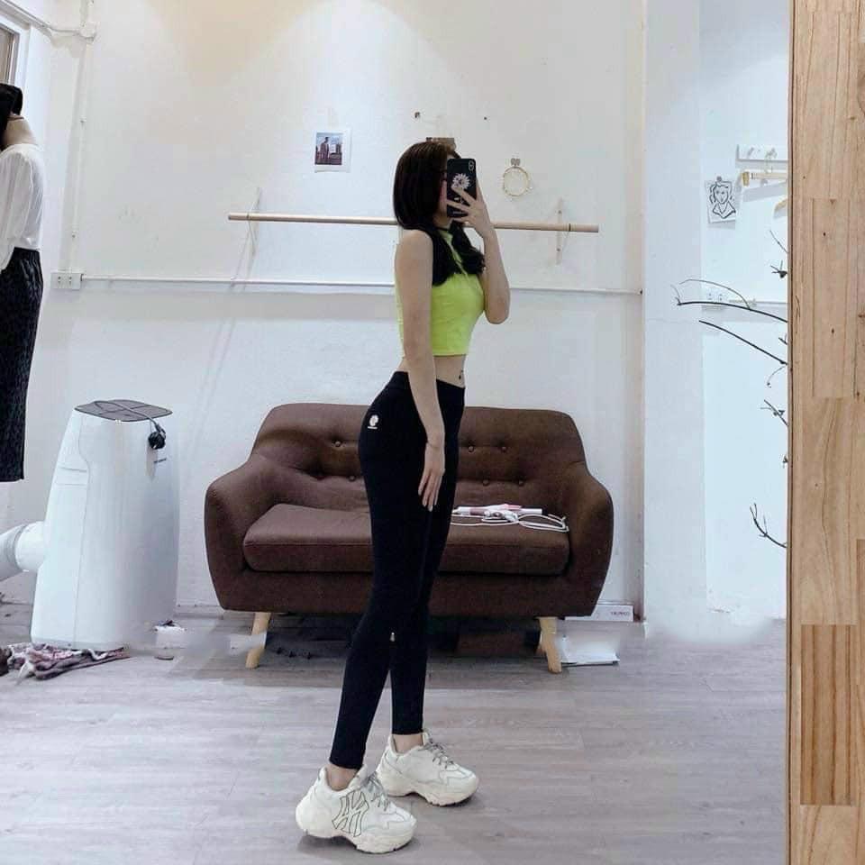 Quần legging hoa cúc thêu umi hàn cao cấp