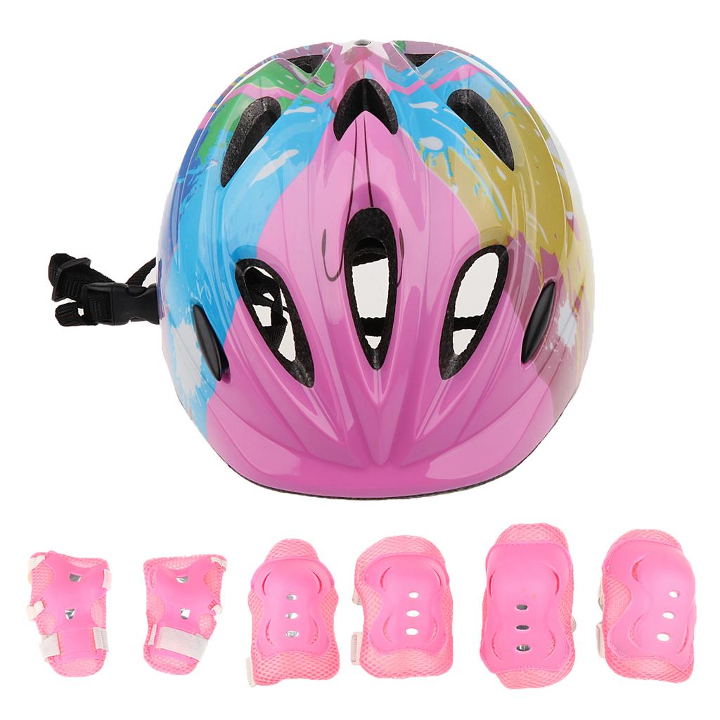 7 Pieces Kid Child Roller Skating Cycling Skateboarding Helmet Knee Wrist Elbow Pad Protector Set