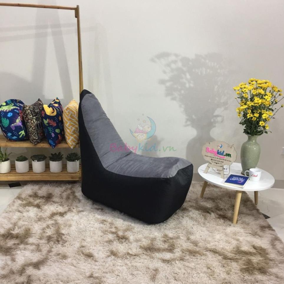 Ghế xốp sofa nhọn, size 60x80cm, có xốp, da lộn xám đen