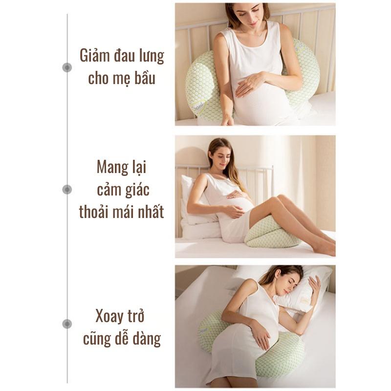 Gối bà bầu cao cấp 2 trong 1 imom, có kèm gối ôm cho bà bầu, có thể dùng được cả sau khi sinh con - GB2in1