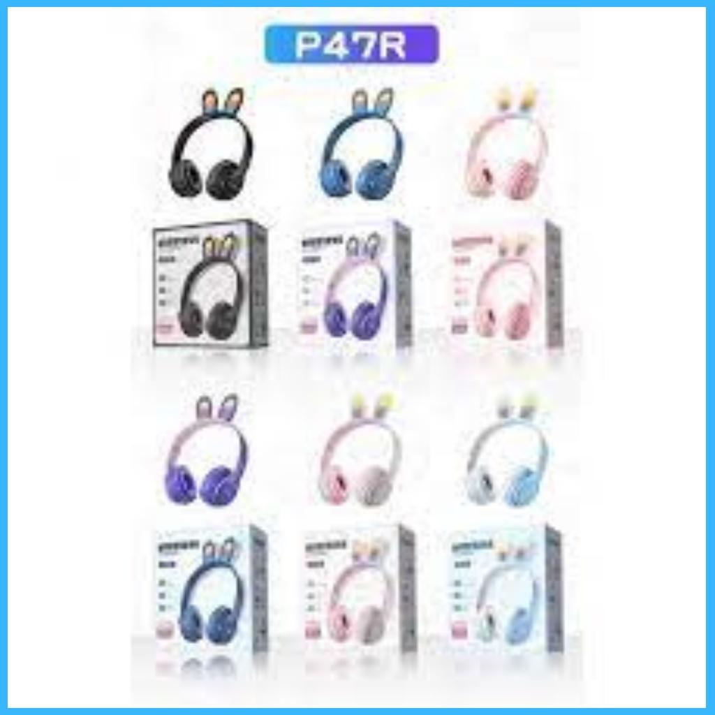 HEADPHONE KHÔNG DÂY TAI THỎ P47R - ÂM THANH CỰC HAY - TAI THỎ