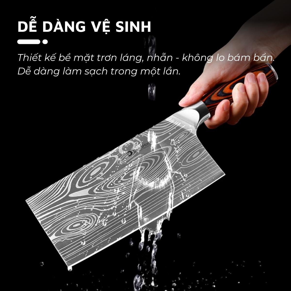 Dao bếp bản lớn đa năng DandiHome chặt xương nhỏ, rau củ, thái thịt thép 5Cr15MOV cao cấp