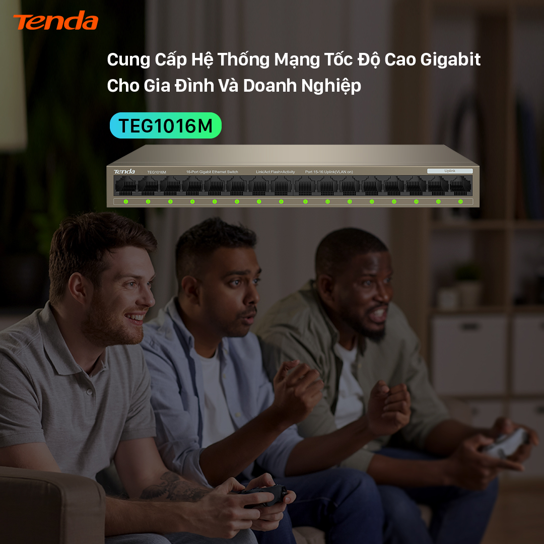 Tenda Bộ chia mạng Switch TEG1016M 16 cổng Ethernet 1000Mbps - Hàng chính hãng