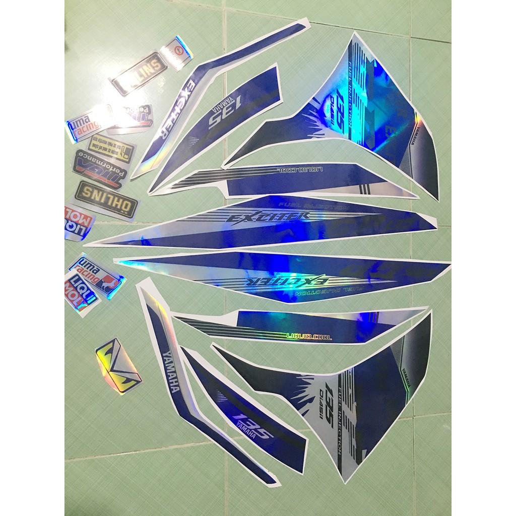 Tem exciter 135 GP bạc xanh