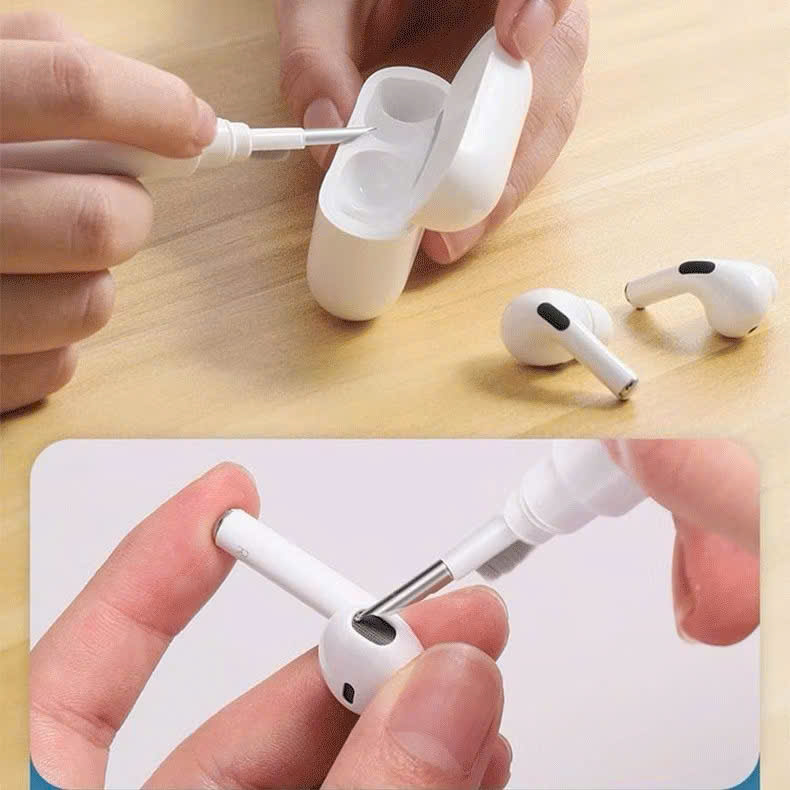 Bộ dụng cụ vệ sinh tai nghe 3 trong 1 làm sạch tai nghe, chân sạc điện thoại, laptop, máy tính, máy ảnh đa năng - Hàng chính hãng