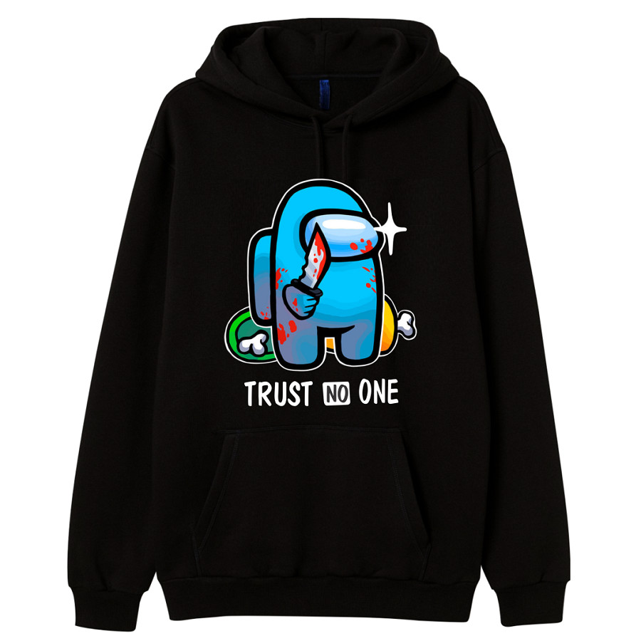 Áo Khoác Among Us Hoodie đen hình xanh chất liệu nỉ bông mềm mại đậm chất game thủ