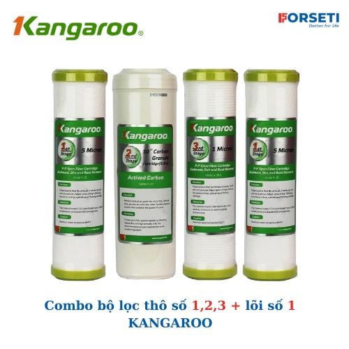 Combo 4 lõi lọc ( Bộ lọc thô số 1,2,3 + lõi số 1) cho máy lọc nước KANGAROO hàng chính hãng