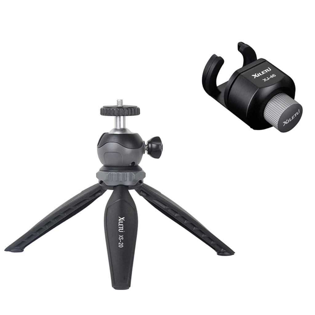 Mini Tabletop Handheld Tripod & Ball Head & Phone Clip for Digital Camera