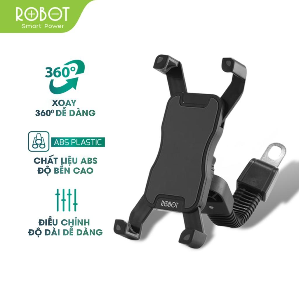 Giá Đỡ Điện Thoại Xe Máy ROBOT, Xoay 360 Độ Linh Hoạt - Hàng Chính Hãng