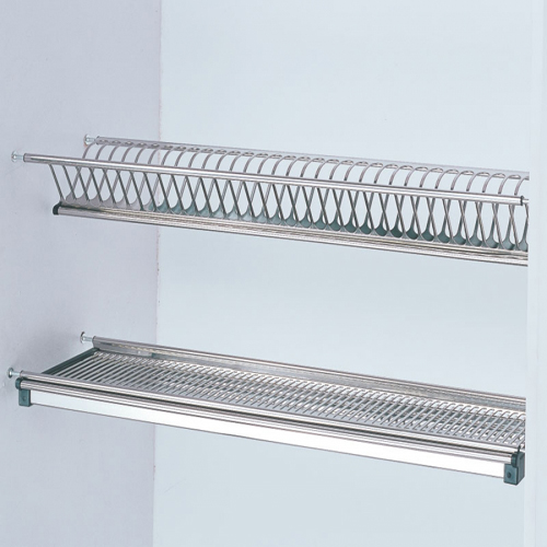 Kệ úp chén đĩa 2 tầng inox cho tủ bếp trên