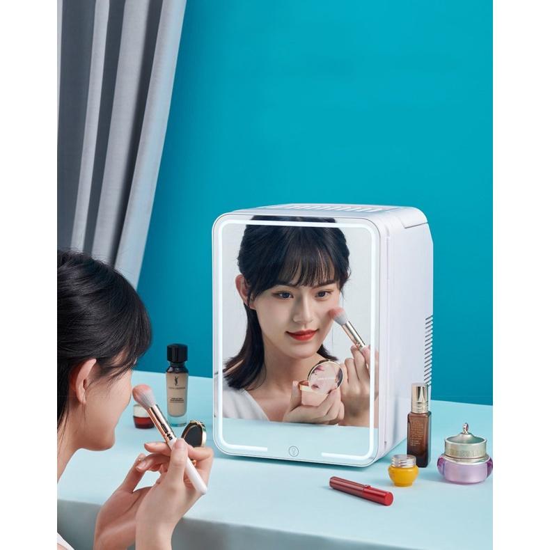 Tủ lạnh mini mặt gương có đèn led đựng mỹ phẩm dung tích 10Lít tiết kiệm điện luceogroup