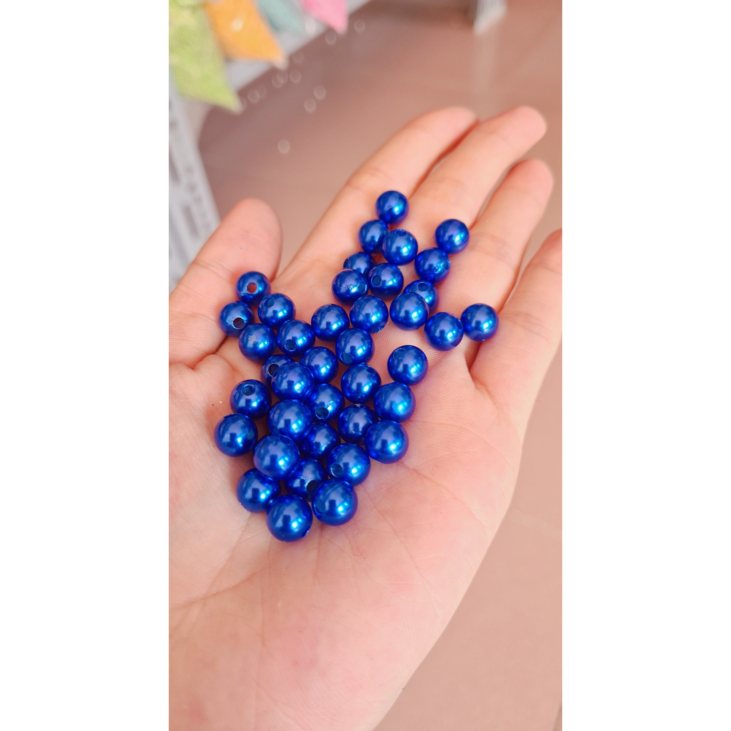 400 Hạt cườm nhựa 8mm giả ngọc trai làm giỏ sách 100gram
