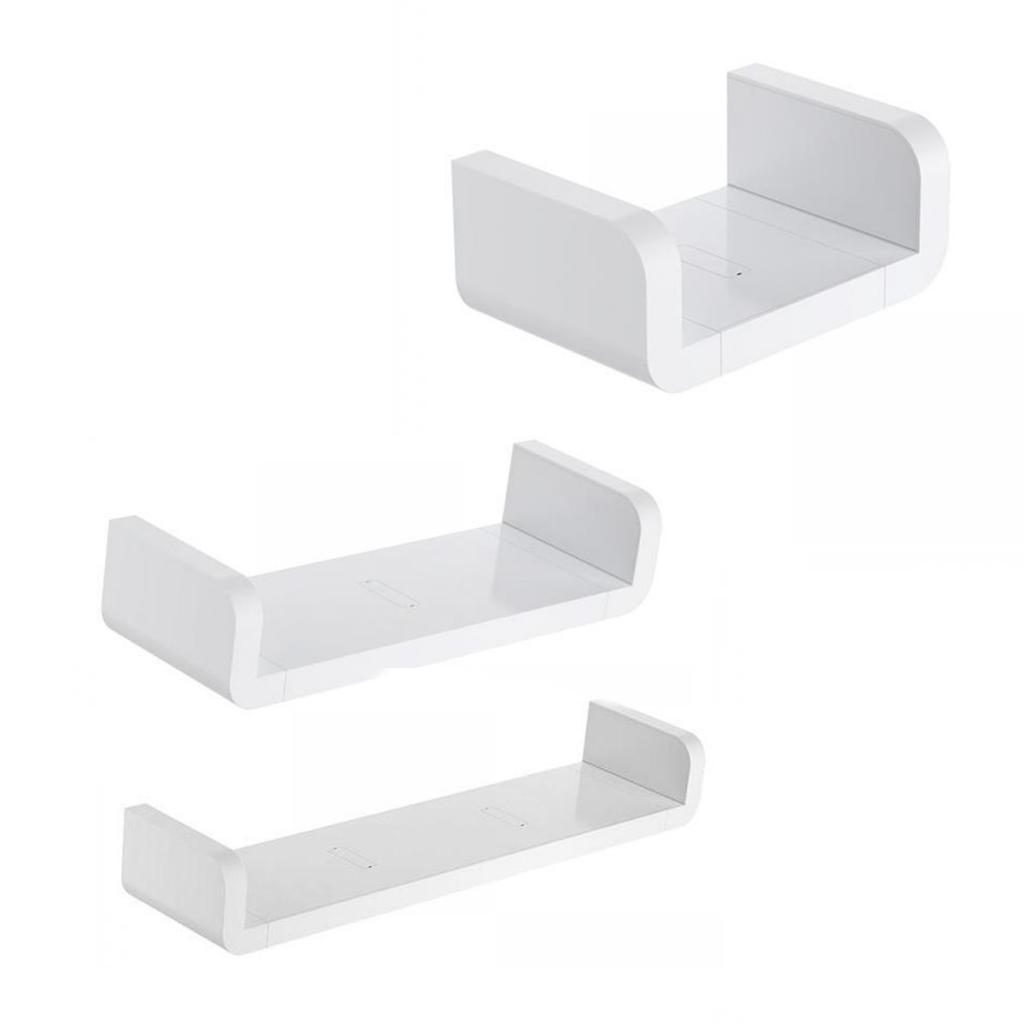 3Pcs Floating Wall Shelves White  Bathroom Display and Organizers