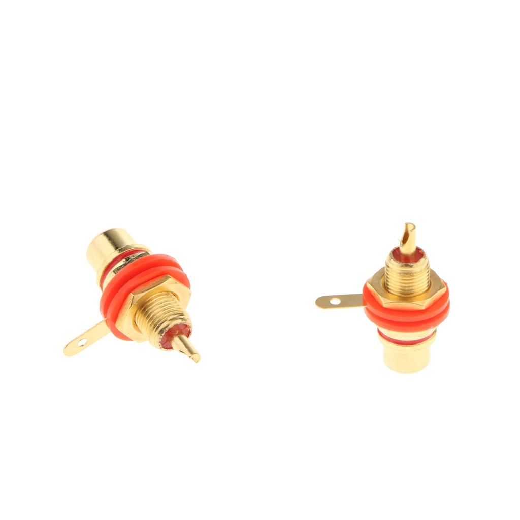 2Pcs Gold Plated RCA Jack / Socket Audio Video Female Cable Connector Red