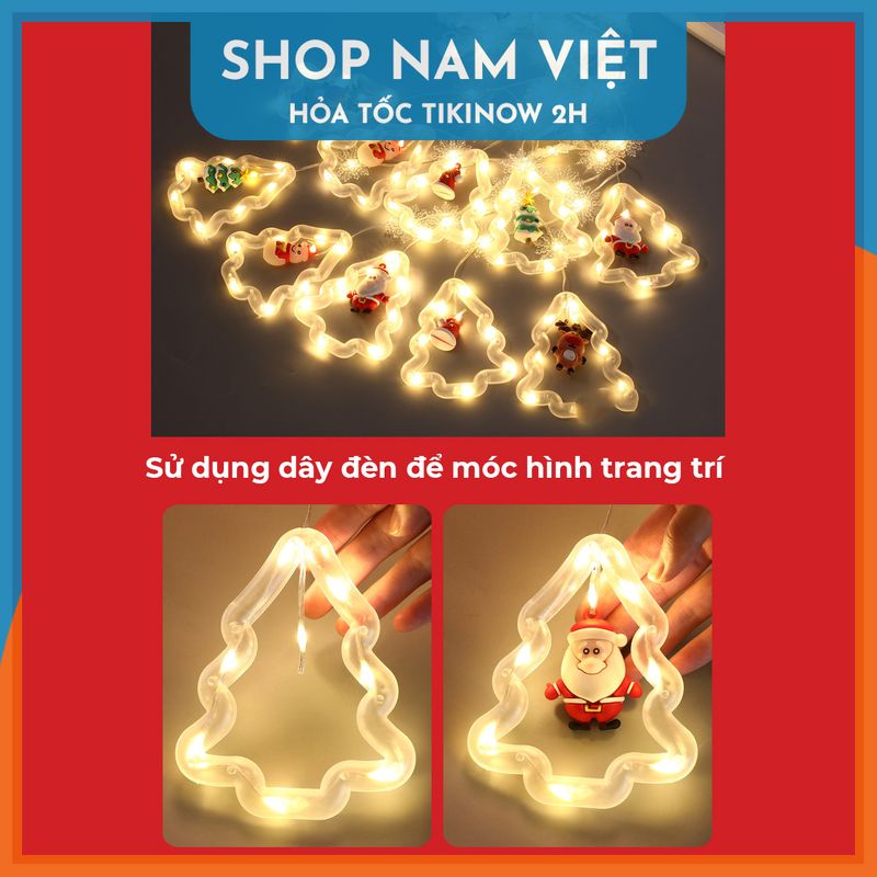 Dây LED Rèm Trang Trí Giáng Sinh 10 Chi Tiết Ngang 3m, Kèm Remote - Chính Hãng NAVIVU