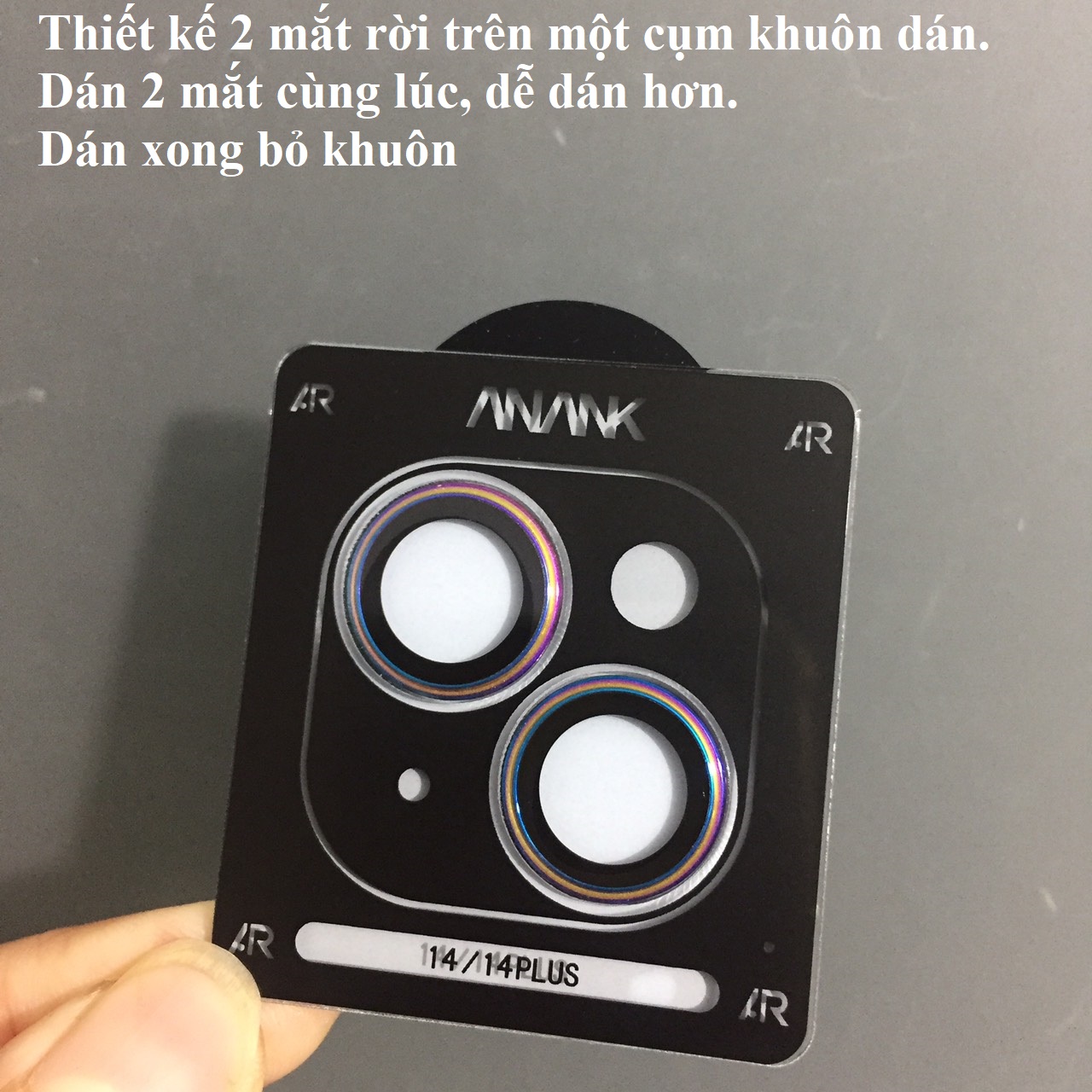 Cụm cường lực viền titan dán camera cho ip 14 / 14 plus ANANK AR _ Hàng chính hãng
