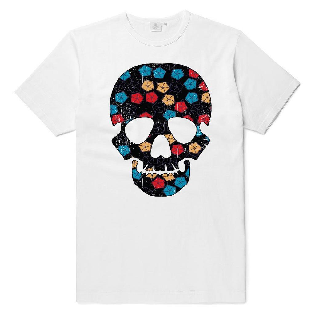 Áo thun nữ in hình đầu lâu ngũ sắc cotton dày mịn