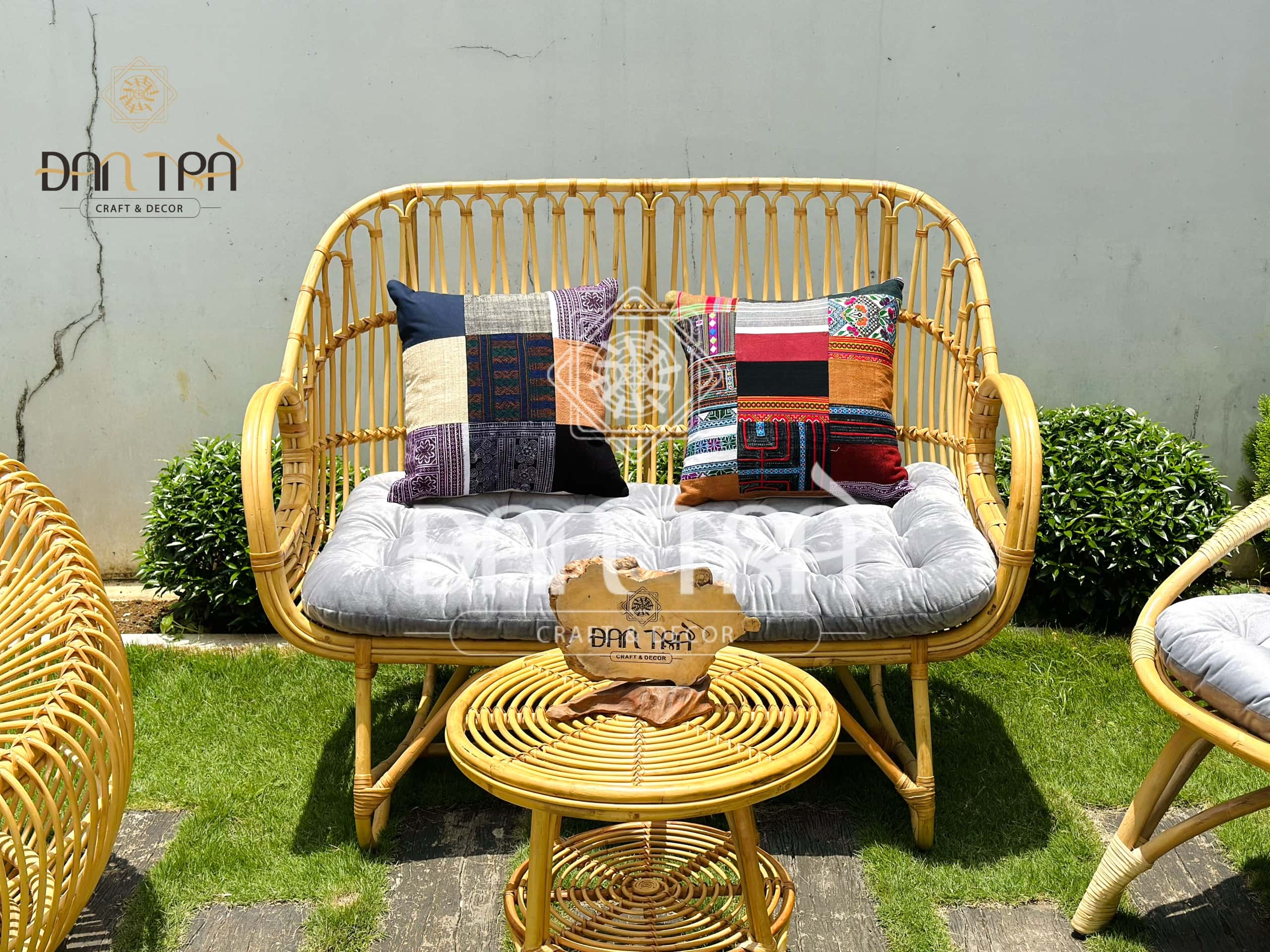 Bộ Bàn Ghế Mây Tự Mix Tại  Đan Trà- Bộ Sofa Mây Tre Vintage- Bộ Bàn Ghế Mây Nhỏ Gọn Uống Trà- Nội Thất Mây Tre Đan Trà