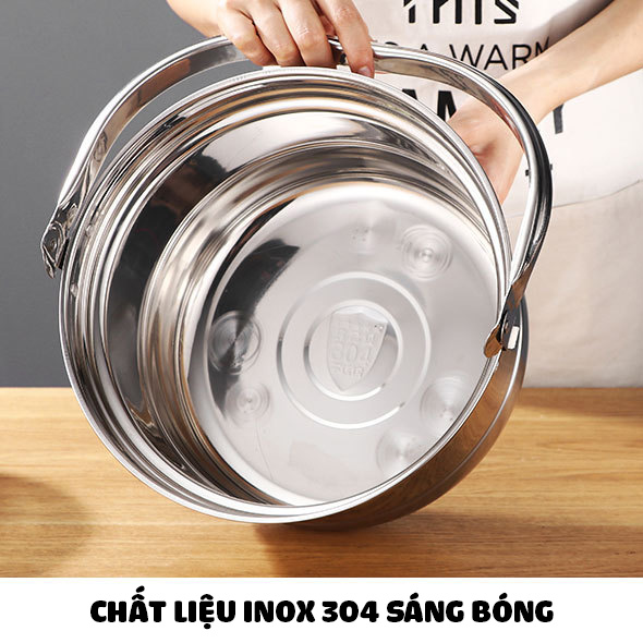 Nồi ủ nhiệt chân không đế gang 6.8L BG304 kho cá hầm xương luộc gà cho bếp ga bếp từ bếp hồng ngoại