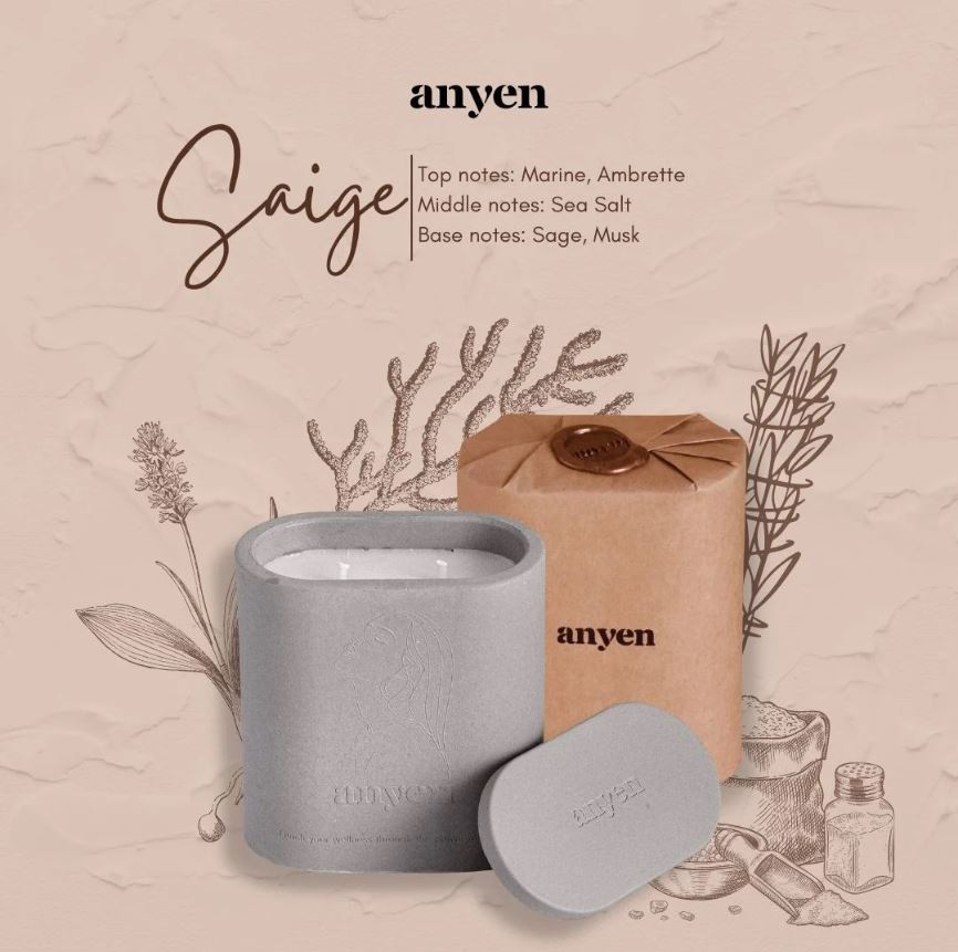 Nến thơm - Saige (scent of Wood Sage &amp; Sea Salt) - ANYEN CANDLE