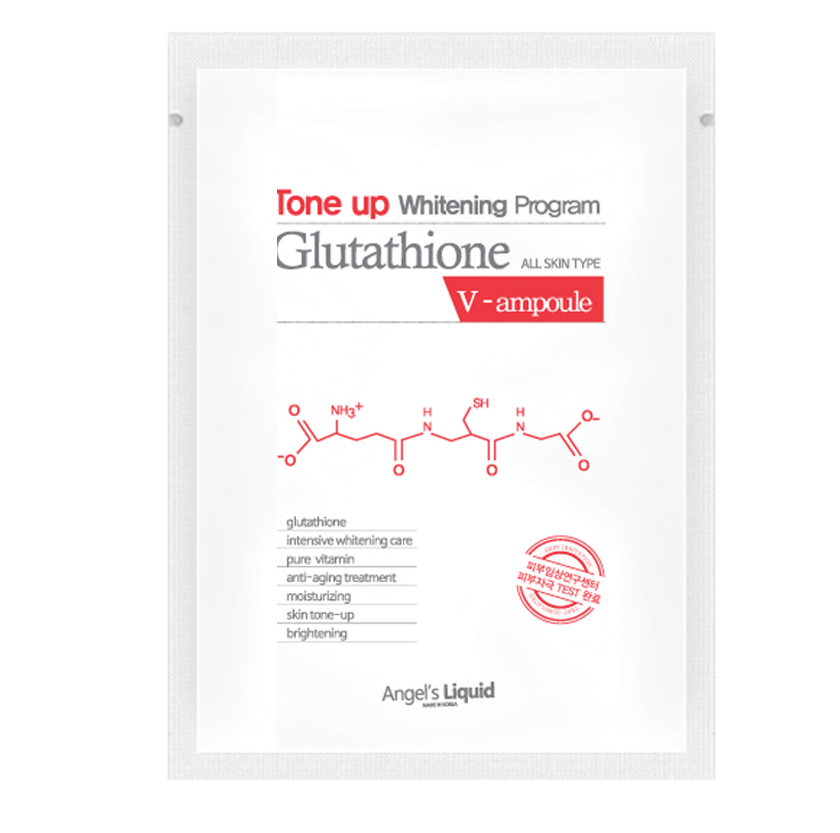 Combo 5 Mặt Nạ Dưỡng Trắng Sáng Da Angel’s Liquid Tone Up Whitening Program Glutathione V-Ampoule Mask 25g x5