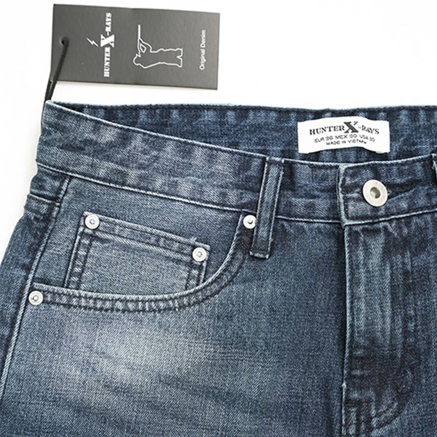 Quần Short Jeans Nam Cao Cấp HUNTER X-RAYS Form Slimfit Cotton Xanh Cá Tính S43
