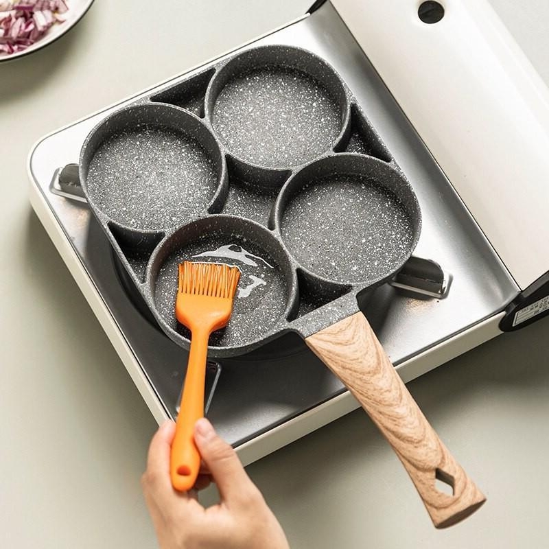 Chảo rán trứng 4 ngăn - Chảo đá 4 lỗ chống dính làm bánh đa năng