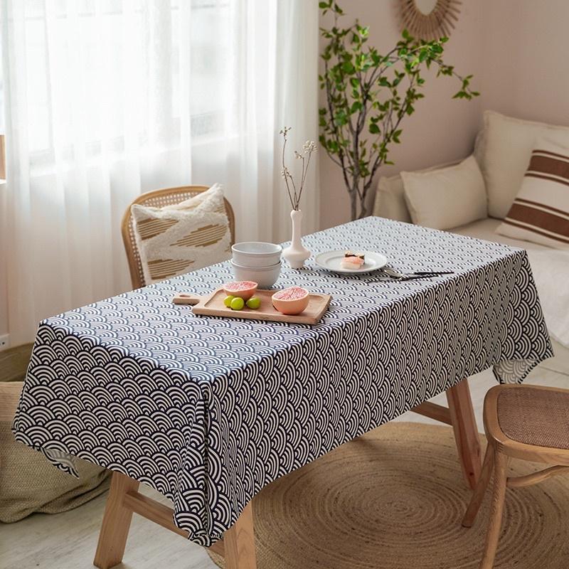 Khăn Trải Bàn Vải Canvas Sọc Caro, Họa Tiết Đơn Giản, Vintage. Thảm Trải Picnic