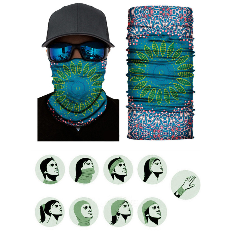 Khăn turban ống cotton tube co giãn 9 kiểu dùng có video hướng dẫn - Họa tiết lá tròn TUBE19