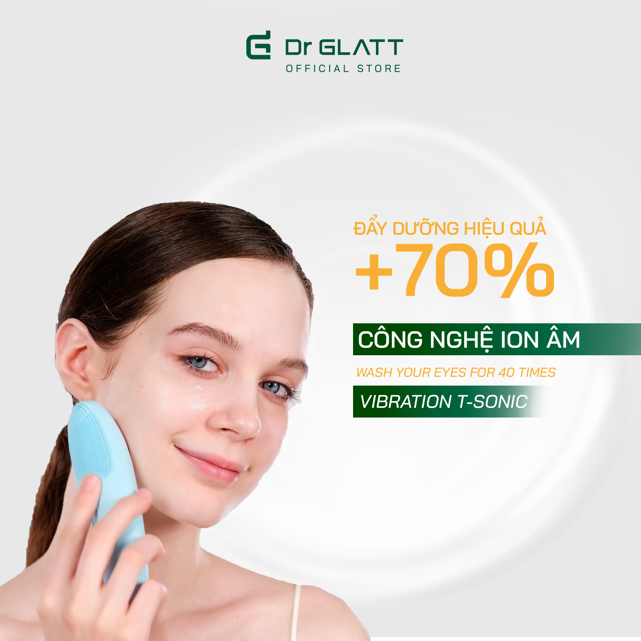 Set máy triệt lông mini đa năng và máy rửa mặt - triệt lông vĩnh viễn, trị mụn, tẩy trang, massage mắt DR GLATT