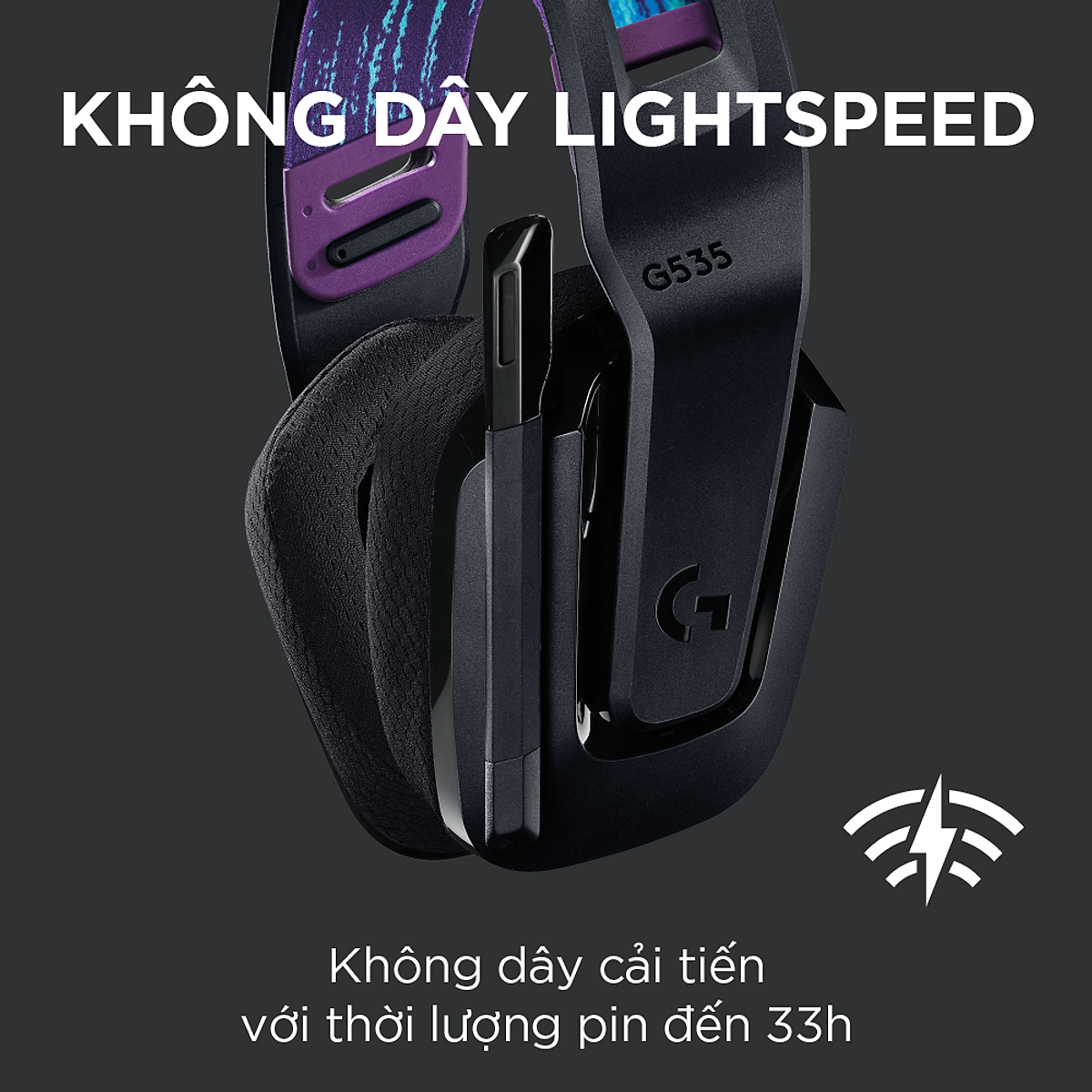 Tai nghe game không dây Lightspeed Logitech G535 - Trọng lượng nhẹ, âm thanh nổi, tương thích PC, PS4, PS5, Mic gấp để tắt tiếng -Hàng chính hãng